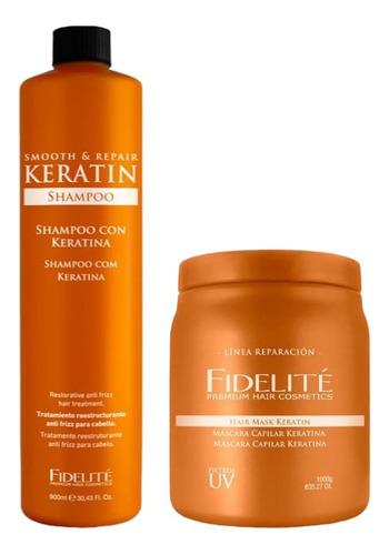 Shampoo + Baño De Crema  Keratina X 900 Ml Fidelite