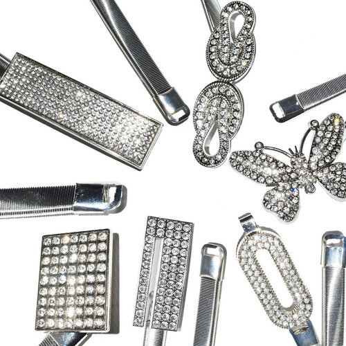 Pack Cinturón Elastizado Tresher Strass + Aros Piedra Surt. Plateado Lisa Único