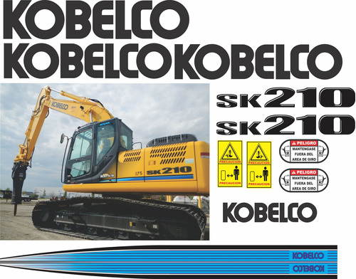 Calcomanías Excavadora Kobelco Sk210 Stickers Adhesivos