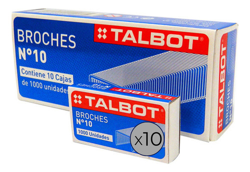 Broches Talbot N°10 X 100 Cajas X1000 Broches X Caja