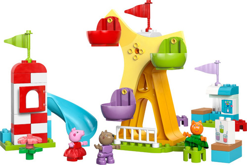 LEGO® DUPLO® Peppa Pig Feria Parque de Diversiones 10453; juguete para bebés 2+; incluye 3 figuras de la serie Peppa Pig