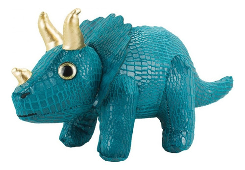 Dinossauro Triceratops 32cm Pelúcia Tecido Cor Verde