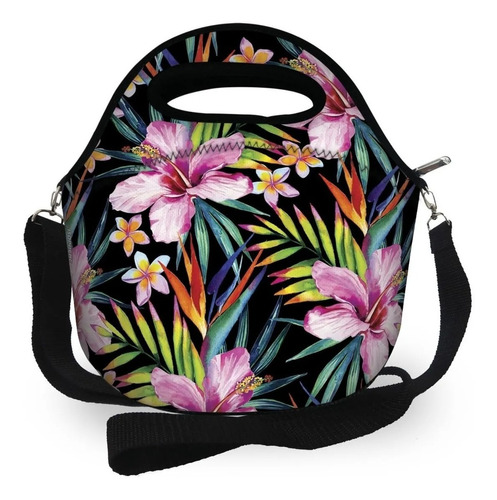 Bolsa Lancheira Térmica Em Neoprene - Isoprene - Floral 