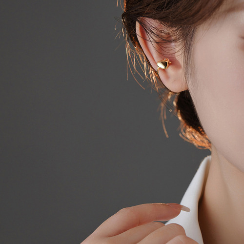 Piercing De Plata 925 Zirconias Doble Corazón Clip Argolla