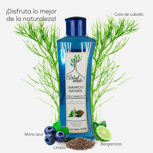 Shampoo Árbol Verde Natural Crecimiento 500ml