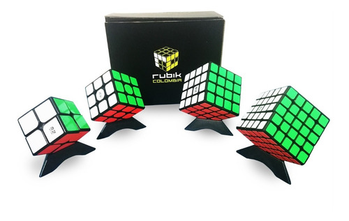 Rubik Colombia Qiyi Pack 2x2, 3x3, 4x4, 5x5 Negro Cubos Base