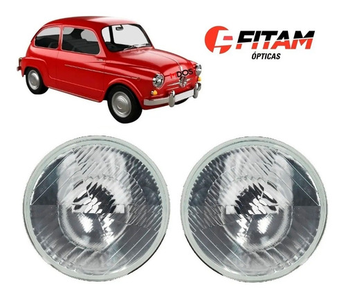 Juego Optica Fiat 600 1960/1982 Enganche Cibie Sin Lado