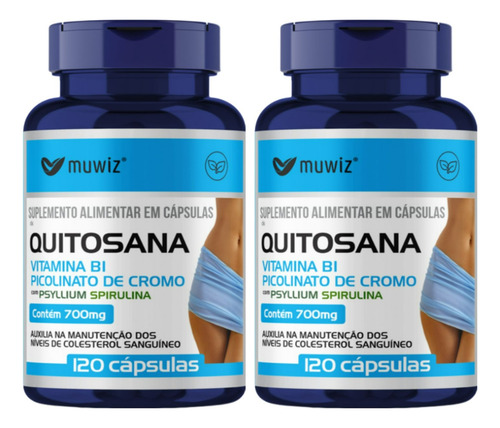 Kit 2x Quitosana Muwiz 700mg, 120 Cáps Muwiz
