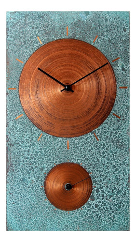 19-inch Turquoise Copper Wall Clock - Rustic Farmhouse Art D
