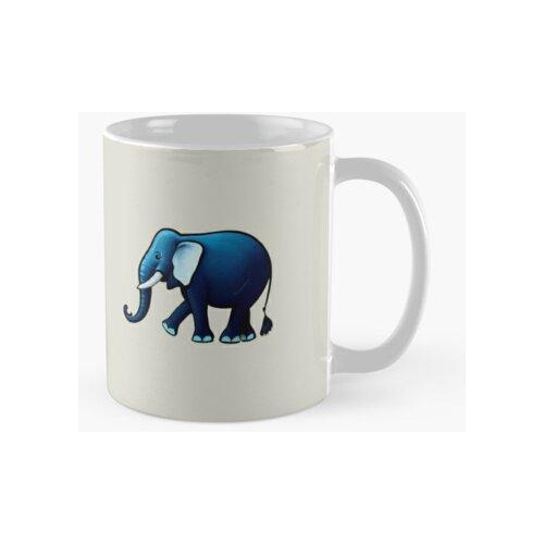 Taza Elefante Minimalista Con Orejas Azules. Calidad Premium