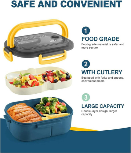 Wf Fiambrera De Doble Capa Con Compartimentos Lonchera Bento