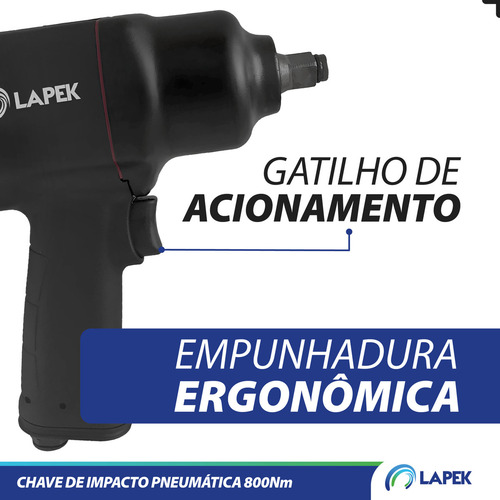 Chave De Impacto Pneumática Parafusadeira 1/2 Pol 81 Kgf Lapek