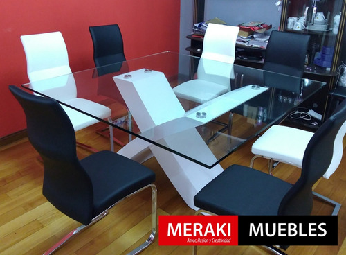 Mesa De Vidrio - Base Laqueada - Moderna - Xana Cuadrada