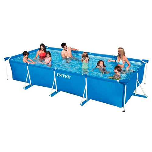 Piscina estructural rectangular Intex 28273 con capacidad de 7127 litros de 450cm de largo x 220cm de ancho azul diseño mosaico