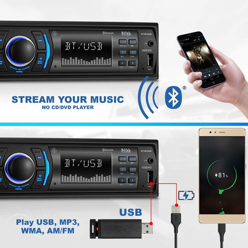 Boss Reproductor Bluetooth Am/fm, Aux Con Control No Toca Cd