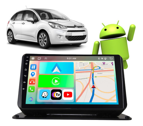 Kit Multimidia Android 9 Polegadas Citroen C3 13 14 15 16-19