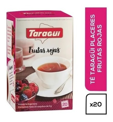 Te Taragui Placeres Frutos Rojos 20 Saq. 2grs Pack 6 Unid