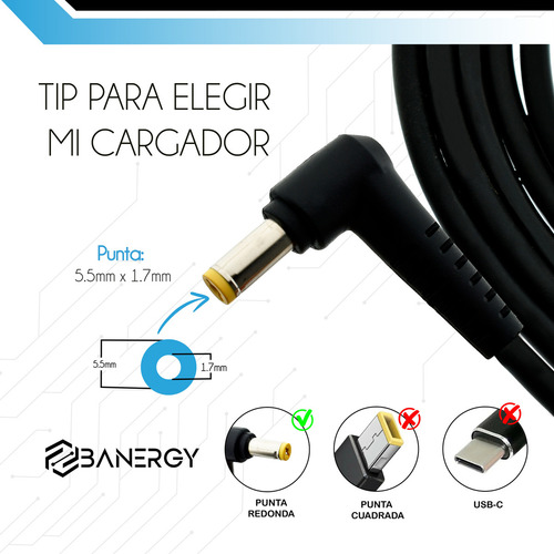 Cargador Acer Aspire F5-573 19v/2.37a 45w Punta 5.5x1.7 Negro