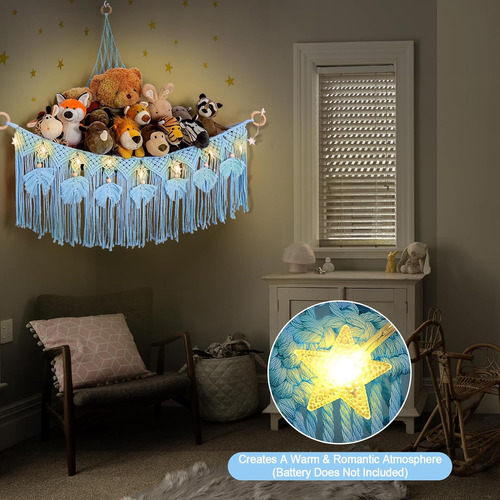 ''macramé Con Luz Estrellada Para Almacenaje De Peluches