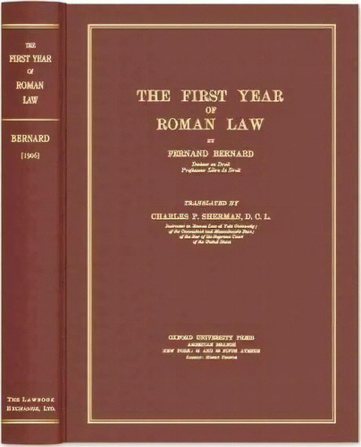 The First Year Of Roman Law, De Fernand Bernard. Editorial Lawbook Exchange Ltd, Tapa Dura En Inglés