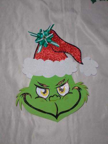 Cartel De Feliz Navidad Con El Grinch En Foami Para Decorar