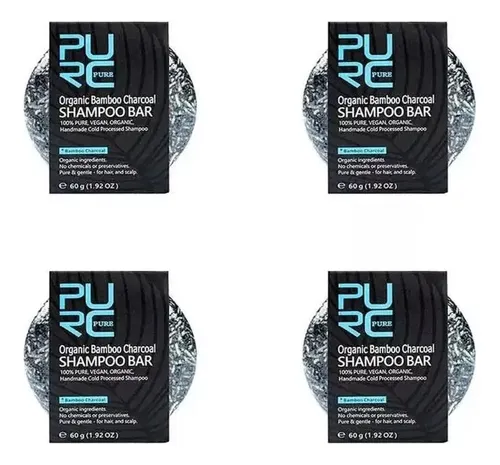Barra De Shampoo De Carvão Orgânico De Bambu De 4 Unidades