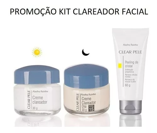 Kit 2 Creme Facial Clareador Dia Com FPS-15 Clear Pele Abelha Rainha 30g