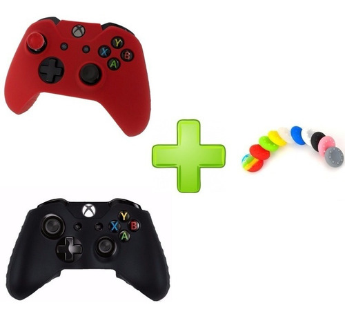 2 Fundas Xbox One O One S Rojo Y Negro + 4 Grips  De Colores