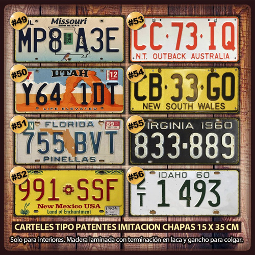 Pack 3 Patentes Carteles Decorativos Vintage - No Son Chapas