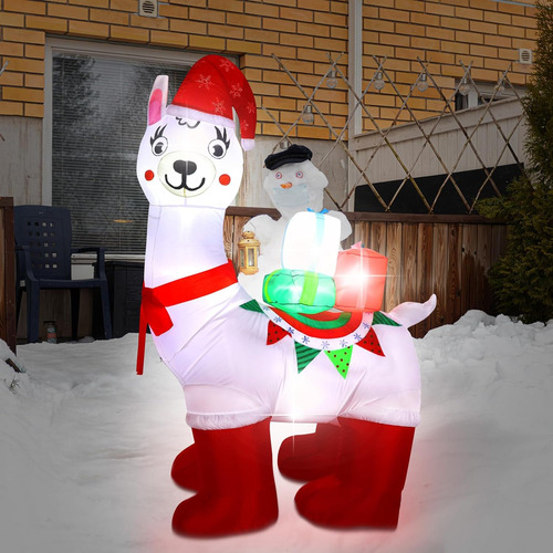 Hiboom De 6 Pies De Altura Llama De Navidad Inflable Con Led