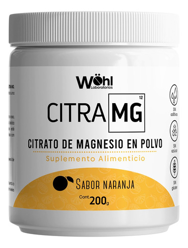  Wöhl Citramg Citrato De Magnesio Polvo Sabor  Naranja 200 G