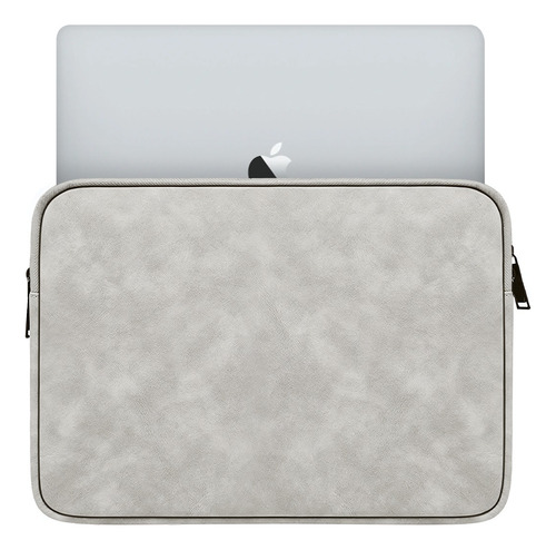 Funda Protectora Laptop Impermeable Alta Calidad Pu Piel Gris Oscuro 14 Pulgadas