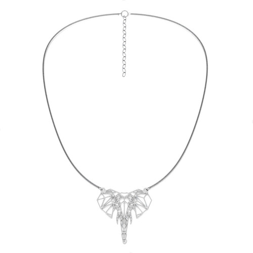 Imagen 3 de 10 de Collar Dije Elefante De Plata Ley 925 Origami Mujer Agálea