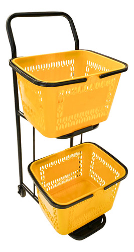 Carrinho De Compras Supermercado Reforçado Duplo Cesto 50 L