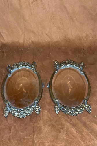 Espejo Antiguo Bronce Vidrio Biselado Precio X Los 2