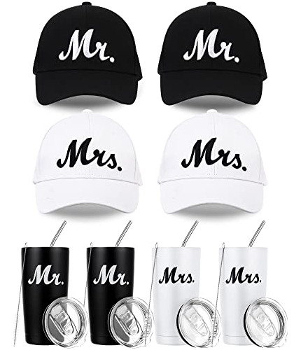 8 Pcs Mr Y Mrs Tumbler Set Y Gorros De Béisbol Viaje S9vmj