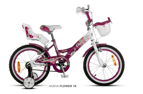 Bicicleta Aurora Flowers Rodado 16 Nena Rueditas Canasto