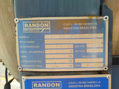 Sr Tanque Inox 304 19.500 L Vanderleia C/ Varão Randon 1995