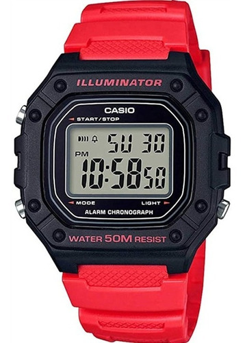 Reloj Casio Digital W218 Unisex Rojo   Full