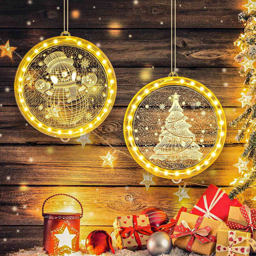 Luz Colgante 3d Decorativa Navidad 2 Pieza Ventana Para