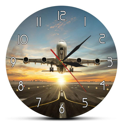 Reloj De Pared De Avión Comercial Impreso En Cuarzo Silencio