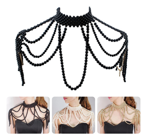 (w) Collar Corporal Con Cuentas De Perlas, Cuello Falso, Bab