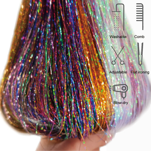 12 Extensiones De Cabello De Oropel Con Clip De Oropel Con P