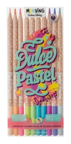 Lapices Mooving Dulce Pastel X10 Trazo Suave Poder Cubritivo