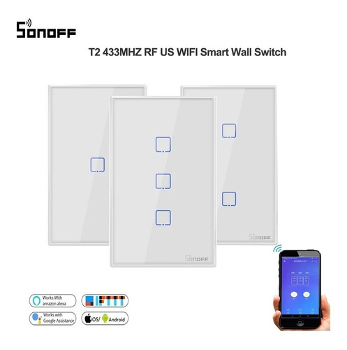 Imagen 3 de 6 de Sonoff T2 Us 2 Canales Tecla Touch Wifi/rf Con Garantia