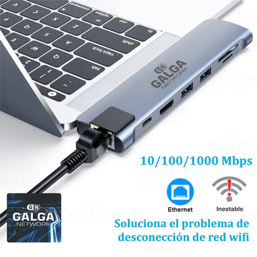 Imagen 4 de 9 de Adaptador Macbook Pro Air 13 15 16 8-1hdmi-sd-micro-rj45-usb