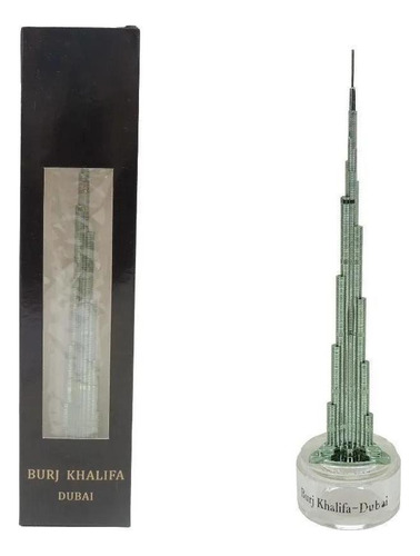 Miniatura Edifício Burj Khalifa Dubai 20cm Prata Escuro