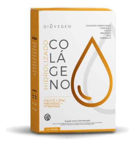 Giovegen Calcio + Zinc + Magnesio + Vitaminas Colageno Hidro Sabor Naranja