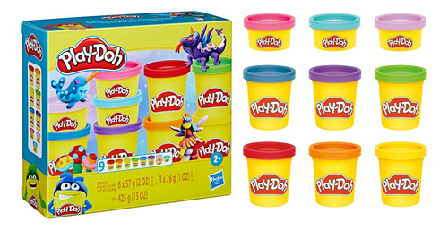 Pack X9 Masas Play-doh De 57g Y 28g Color Arcoiris Brillante