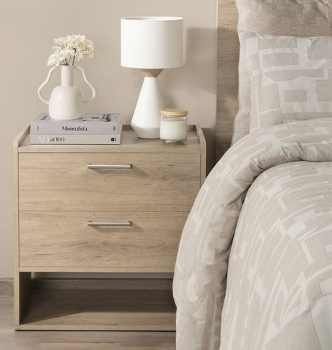 Buro Para Recamara Mesa De Noche Diseño Moderno Minimalista Acabado Mate Color Avellana